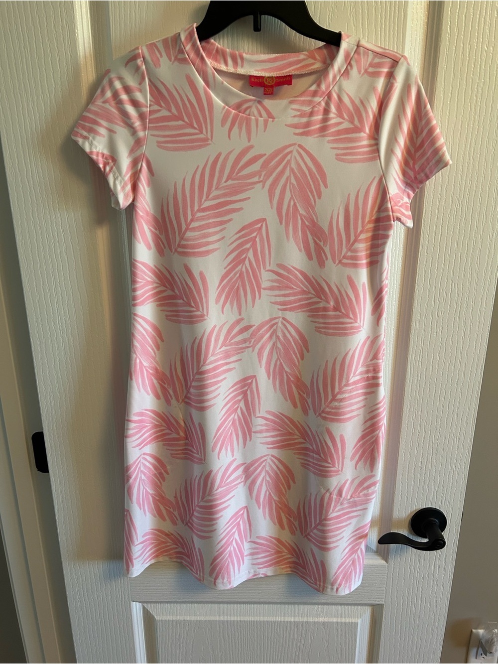 Kaeli Smith Pink and White Tropical Palm Print Top
